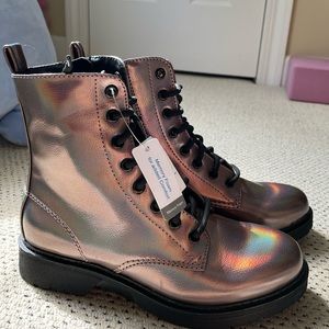 holographic metallic boots
